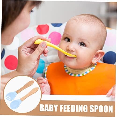 Upkoch 5 מגדיר מזלג וילדים מכניסים כלים סיליקון פעוט אוכלים אוכלים לילדים סכום מרק תינוקת כף תינוק כף תינוקות ומזלג סט מזון לתינוקות מזלג לילדים שמאכילים סקופ
