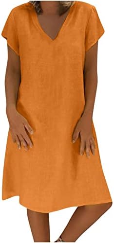 גמיבסט פשתן מקסי שמלות לנשים 2023 בתוספת גודל שמלות עם כיסים קיץ מזדמן מיני שמלה רופף מוצק קומפי שמלה