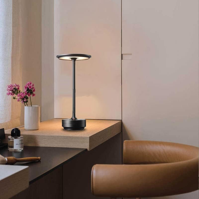 מנורת שולחן מתכת ניידת של Leroxo, מנורת שולחן LED אלחוטית, 3 מגע בצבע מגע מנורה נטענת, מנורת שולחן עיצוב של 3 דרגות, מנורת מיטה, אור לילה, מנורת פינת אוכל