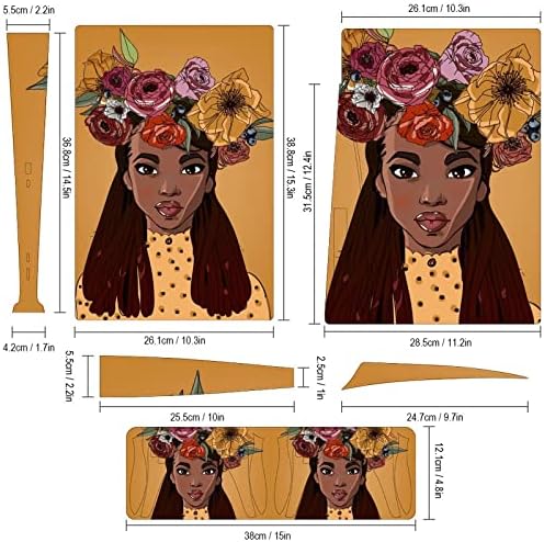 אישה אפריקאית יפה עם פרחים עיצוב עיצוב עור מגן מלא עיצוב מדבקה מדבקה תואמת לקונסולה ובקר גרסת דיסק PS5