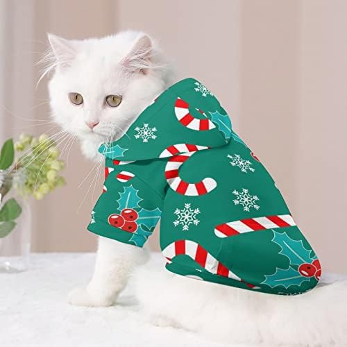 מצחיק דפוס חג מולד רומנטי כלב קפוצ'ון כלב בד חתול תלבושת חולצות עם כובע סוודר מעיל חיית מחמד רך