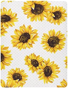 Alaza Sunflower Polka Dot פרח פרחים גיליונות עריסה פרחוניים מצוידים בסדין בסינט לבנים בנות תינוקות פעוטות, מיני מידה 39 x 27 אינץ '