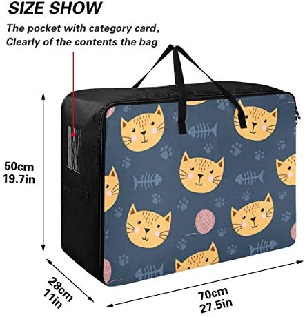 N/ A שקית אחסון קיבולת גדולה - חמוד מצחיק בגדי חתול מארגן מארגן קישוט רוכסן אטום למים.