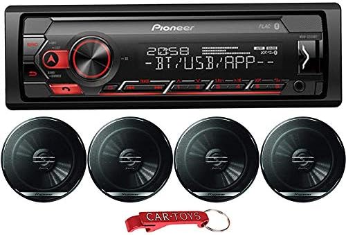 Pioneer MVH-S320BT 1-DIN 1-DASH STEREO STEREO חובב חובב חובב עם ארבעה רמקולים קואקסיאליים בגודל 6.5 . מקלט מדיה דיגיטלי עם Bluetooth, צבעים מתכווננים, בקרת סמארטפון, פנדורה וספוטיפיי