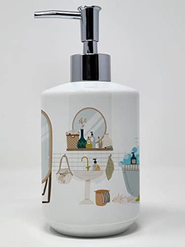 אוצרות קרוליין WDK5768SOAP פודל שחור במתקן סבון קרמיקה אמבטיה, מתקן סבון יד בקבוקי משאבה למטבח אמבטיה, מיכל סבון נוזלי ריק, מיכל,