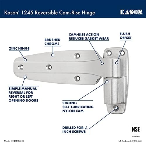 Kason 1245 ציר עליון הפוך, קיזוז סומק, גימור כרום מוברש, 11245000088