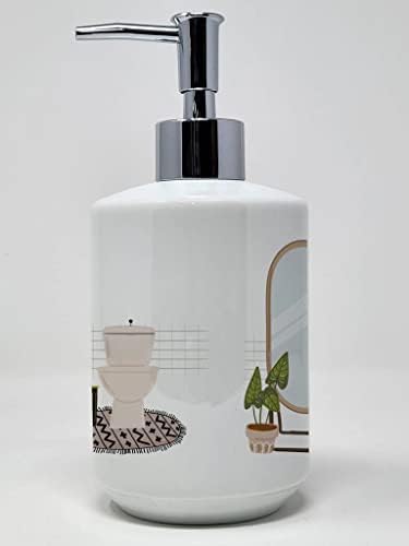 אוצרות קרוליין WDK5773SOAP פפילון לבן לבן שחור במתקן סבון קרמיקה אמבטיה, בקבוקי משאבה של מתקן סבון יד למטבח אמבטיה, מיכל סבון נוזלי ריק, מיכל,