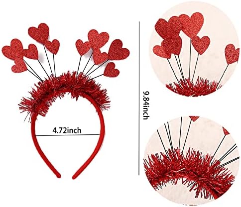 4 יחידות חג אהבת סרטי ראש גליטר אדום לב ראש בופר נצנצים טינסל כיסוי ראש שיער אביזרים לשנה חדשה חג חתונה מסיבת יום הולדת מתנה תא צילום