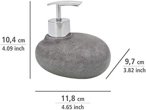 Wenko 18176100 מתקן סבון אפור אבן חלוק, קיבולת 0.06 גל, פולירסין, 4.6 x 4.1 x 3.8 אינץ ', אפור