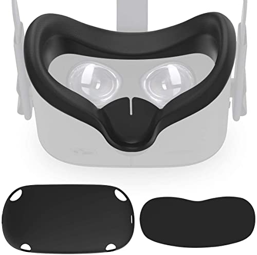 Kiwismart VR כיסוי פנים תואם ל- Oculus Quest, עדשת אנטי-אבק מגנים על כיסוי עם מסכת כיסוי סיליקון וכיסוי ראש לאביזרי Oculus Quest