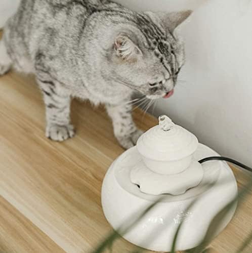 מזרקת חיות מחמד קרמיקה מזרקת מים לחתולים לשתייה משאבה שקטה במיוחד מתקן מים לחיות מחמד לחתולים וכלבים קטנים מתקן מים לחיות מחמד 1.5 ליטר