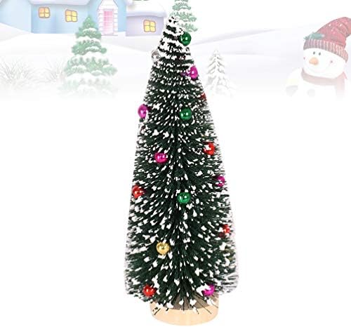 Bestoyard Mini Tree חג המולד מיניאטורה עץ אורן מלאכותי עץ חג המולד עץ שלג עץ בקבוק בקבוק עץ מברשת עם בסיס עץ שולחן שולחן קישוטי מד מדף 25 סמ