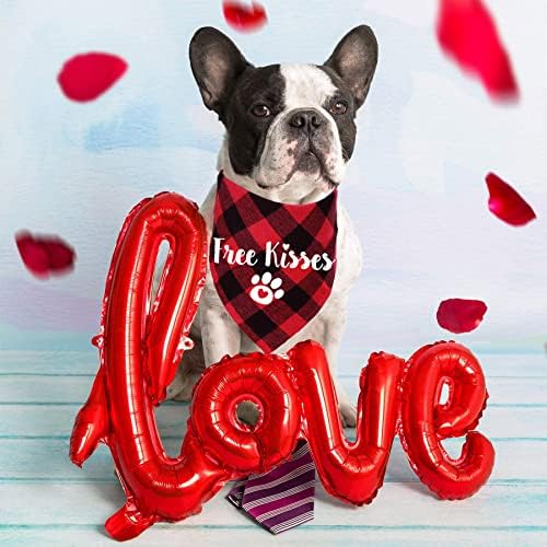 STMK 2 חבילה של יום האהבה כלב בנדנות, נשיקות בחינם אני וופ לך בנדנה גור כלב משובץ לקישוטים למסיבת חג לחתונה של כלב כלבים