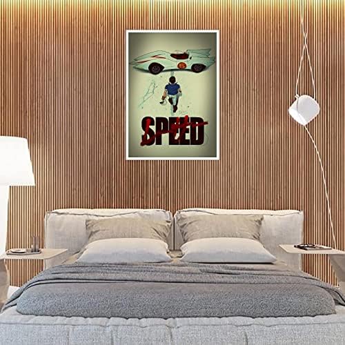Speed ​​Racer Anime Canvas מדפיס סרט וינטג 'פוסטר קולנוע מעונות מעונות חדר שינה אסתטי פוסטר פוסטר אמנות קיר לקישוטים לסלון במשרד הביתי לא ממוסגר 18 x12