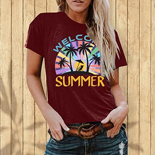 חולצות חוף שקיעה של נשים חוף חוף דקל טש חולצת קיץ מצחיק חופשה הוואי