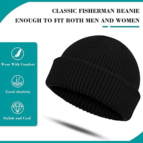 גדול יותר דייג כפת כובע לגברים חורף מכמורת כפת שעון כובע עבה לסרוג שרוול להפשיל קצה כיפה