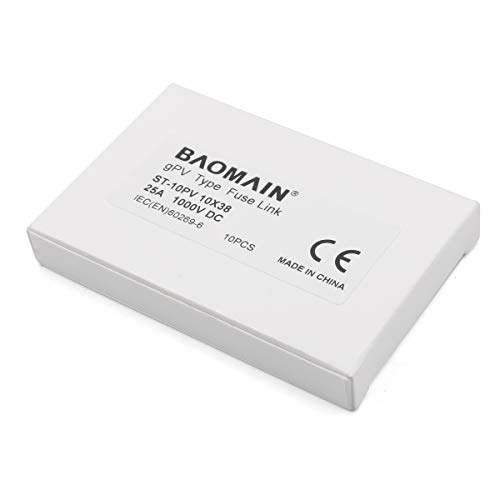 נתיך PV סולארי של Baomain, קישור נתיך מסוג GPV מסוג PV-30 10X38 ממ, 25A 1000V DC, 33KA, חבילה רשומה של CE של 10