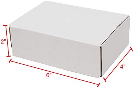 50 יחידות קופסאות נייר גלי 6 על 4 על 2 לבן בחוץ וצהוב בפנים