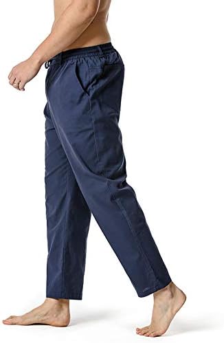 בית 6 מכנסיים קלים כותנה- מכנסי מותניים מזדמנים רופפים מכנסיים לגברים אלסטיים רופפים מכנסי ספורט לגברים לגברים
